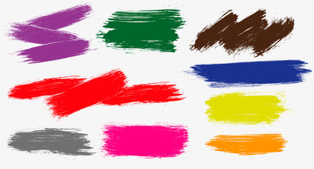 Poster - Vector set of hand drawn brush strokes, Black labels, background, paint texture. Brush strokes vector. Handmade design elements.