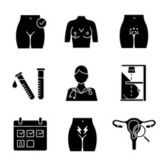 Sticker - Gynecology glyph icons set