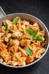 Poster - Farfalle pasta with chicken