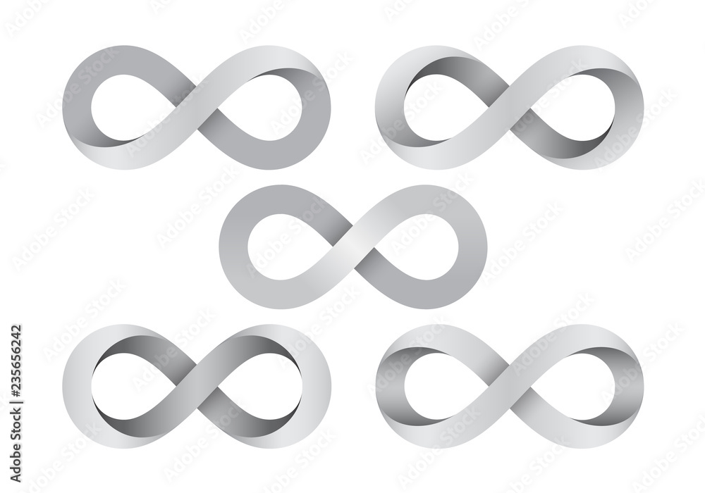 Set of Infinity signs made of different types of torsion. Vector ...