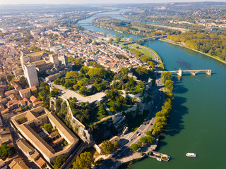 Aerial view of French city Avignon