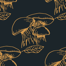 Seamless Pattern With Vegetables Mushrooms
