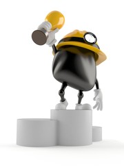 Canvas Print - Miner character holding trophy