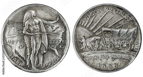 Fotomural 1926 Oregon Trail silver half dollar coin