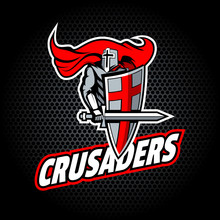 Crusaders Word With Proud Knight, For Team Or T-shirt Logo.