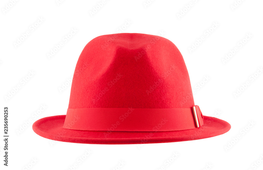 Red hat isolated on white background - obrazy, fototapety, plakaty 