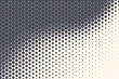 Hexagon Shapes Vector Abstract Geometric Technology Retrowave Sci-Fi Texture Isolated on Light Background. Halftone Hex Retro Simple Pattern. Minimal 80s Style Dynamic Tech Wallpaper