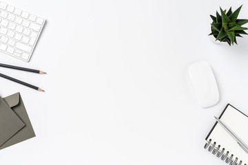 Elegant office desktop. Top view