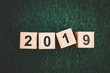 Wooden block year 2019 using as New Year concept