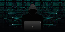 Computer Hacker Cybercrime With Blue Binary Code Web Background Vector Illustration EPS10