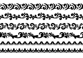 Wall Mural - Decorative seamless borders vector set.