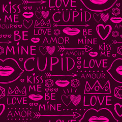 Wall Mural - Valentine's day romantic love pattern - grunge doodle style.