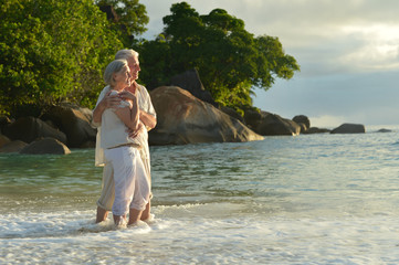 Portrait of an elderly happy couple resting