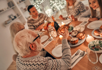 Wall Mural - The family having a christmas dinner