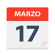 Marzo 17 - Calendar Icon - March 17. Vector illustration of Spanish Calendar Leaf