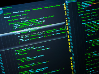 web developing of the site using php language. php code in the editor, macro