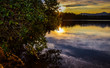 Sunset over the Winnipesaukee lake. Summer landscape in New Hampshire, USA