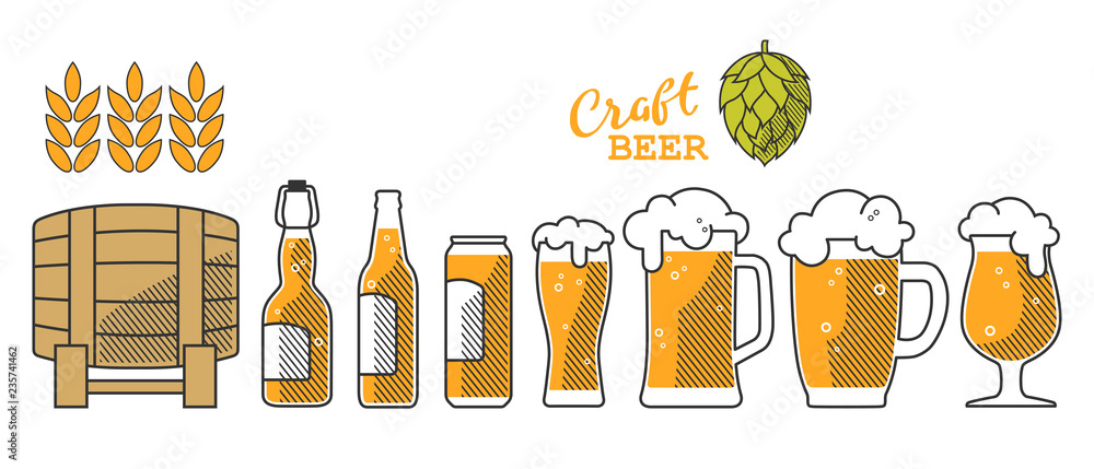 beer line set color Stock Vector | Adobe Stock