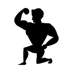 Poster - strong bodybuilder silhouette icon