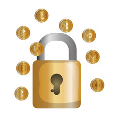 Sticker - padlock with virtual coins