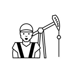 Poster - oil excavation drill industry with worker character