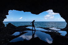 Valerie Explores Animal Flower Cave At North Point, Barbados