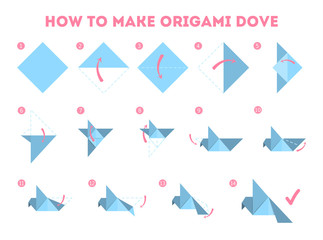 how to make an origami dove guide.
