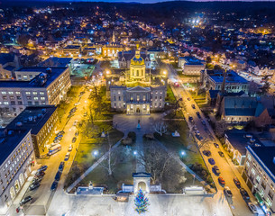 Aerial Photograph New Hampshire State House at night 