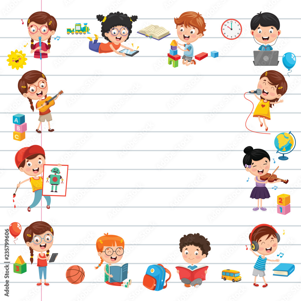 Vector Illustration Of Cartoon Students Stock Vector | Adobe Stock