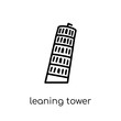 leaning tower of pisa icon. Trendy modern flat linear vector leaning tower of pisa icon on white background from thin line Architecture and Travel collection, outline vector illustration