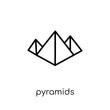 Pyramids icon. Trendy modern flat linear vector Pyramids icon on white background from thin line Architecture and Travel collection