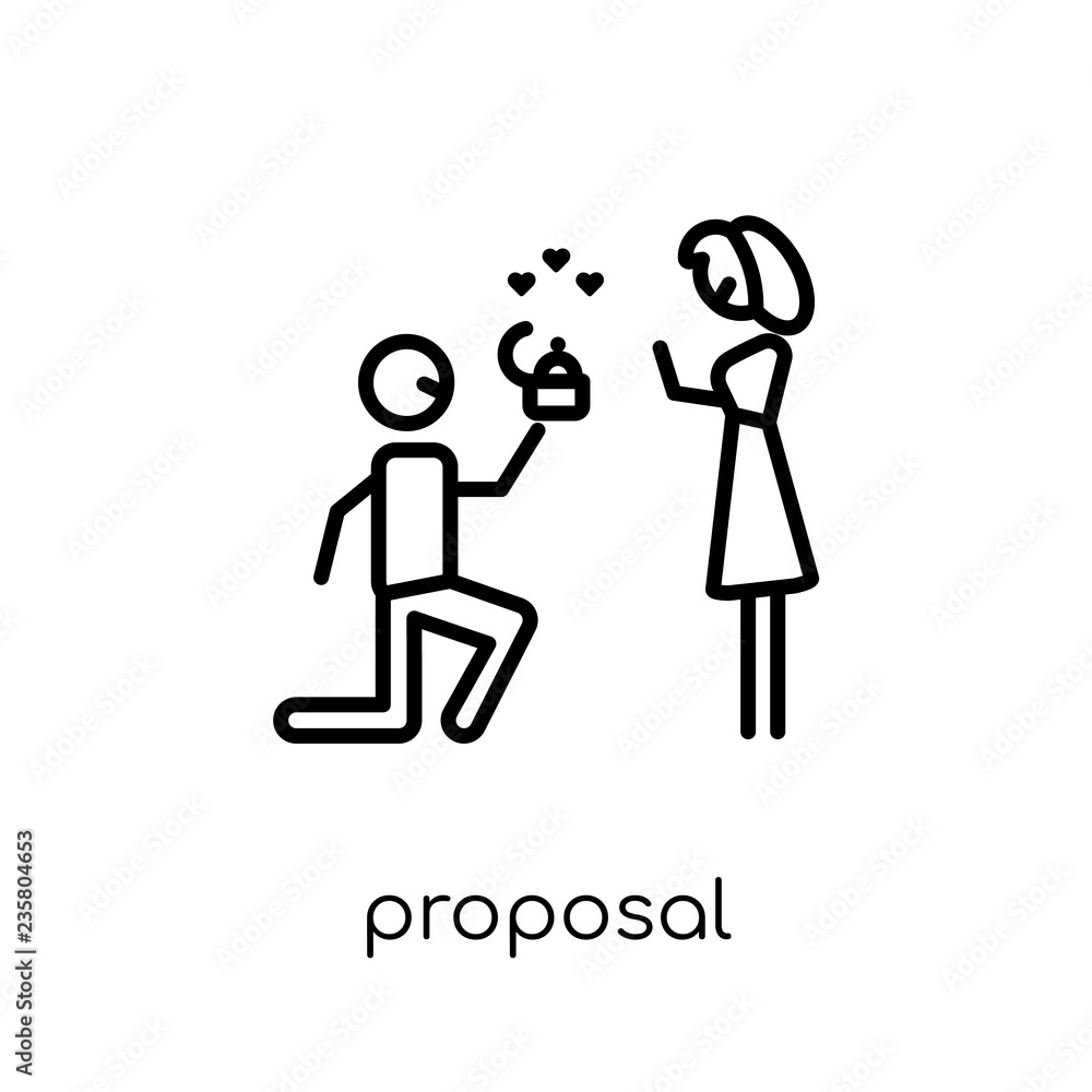 proposal icon. Trendy modern flat linear vector proposal icon on white ...