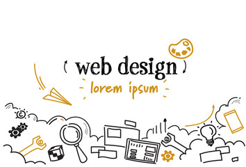 Wall Mural - web design development concept sketch doodle horizontal isolated copy space