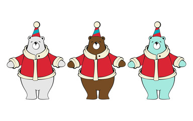 Wall Mural - vector illustration of happy cute polar bear cartoon character wearing red coach and rainbow hat, ce