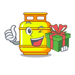 Sticker - With gift creative in gas cartoon tank container