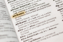 The Word Or Phrase Afrikaans In A Dictionary.