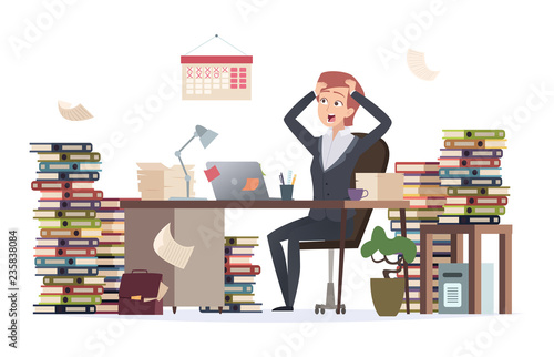 Overworked Businesswoman Asleep Depressed Tired Hard Work Female