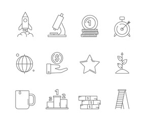 Canvas Print - startup business icon. creative exploring marketing development strategy and new ideas vector outlin