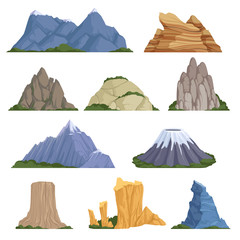 Wall Mural - rockies mountains. volcano rock snow outdoor various types of relief for climbing and hiking vector 