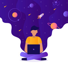 Wall Mural - the programmer is working on a laptop. coding, creation of new websites, software or applications. w