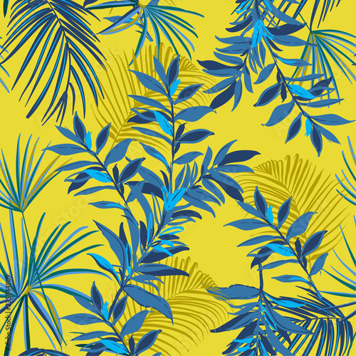 Dekoracja na wymiar  lato-bezszwowe-tropikalny-wzor-liscie-palmy-ilustracja-nowoczesna-grafika-egzotyczny-las-na-zywy-i-modny