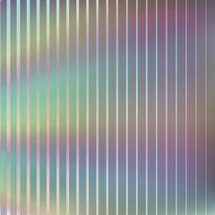 Wall Mural - Holographic foil texture effect background. Vector iridescent gradient pattern. Metal hologram striped template for cover, brochure, invitation design.