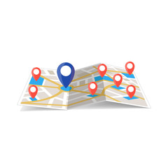 Poster - maps navigation with red and blue color point markers and compass design background, vector illustration