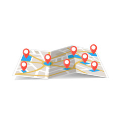Poster - maps navigation with red and blue color point markers and compass design background, vector illustration