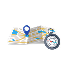 Poster - maps navigation with red and blue color point markers and compass design background, vector illustration