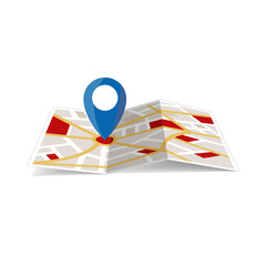 Poster - maps navigation with red and blue color point markers and compass design background, vector illustration