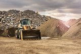 Fototapeta  - Quarry aggregate with heavy duty machinery. Construction industry.