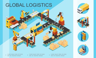 Wall Mural - Isometric Logistics And Warehouse Concept