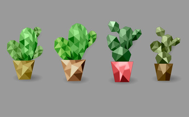 Wall Mural - Cacti in style low poly