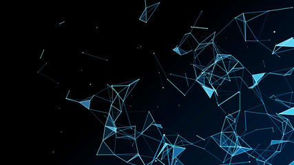 Poster - abstract polygonal space background with connecting dots and lines .concept of network. 3d rendering